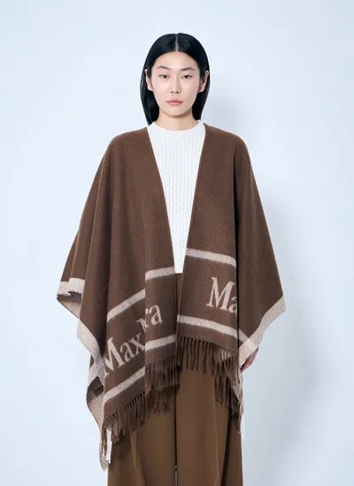 MAX MARA JACQUARD WOOL PONCHO