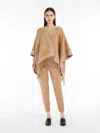 Max Mara Monogram-pattern Wool Poncho In Camel