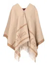 Max Mara Jacquard Wool Poncho Coats Beige