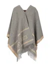 Max Mara Jacquard Wool Poncho Coats Grey In Gray
