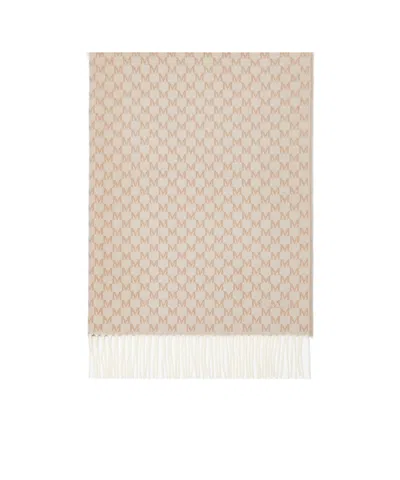 Max Mara Jacquard Wool Shawl In Nude