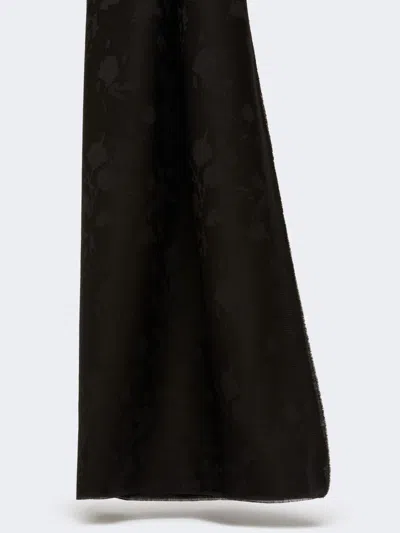 Max Mara Jacquard Wool Stole In Black