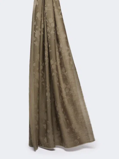 Max Mara Jacquard Wool Stole In Brown