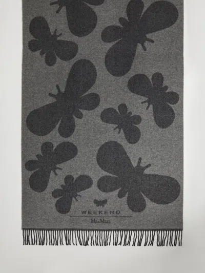 Max Mara Jacquard Wool Stole In Gray