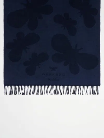 Max Mara Jacquard Wool Stole In Blue