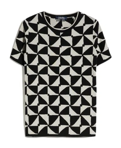 Max Mara Jacquard Wool T-shirt In Black