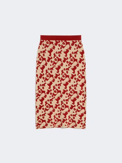 Max Mara Jacquard Yarn Skirt In Red