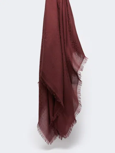 Max Mara Jacquard-knit Modal And Cashmere Shawl In Burgundy