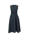 Max Mara Jacquard-pattern Midi Dress In Blue