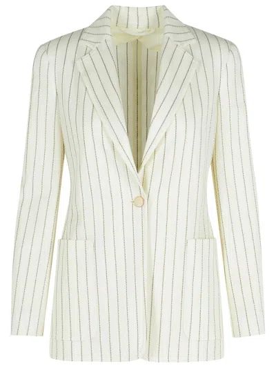 Max Mara 'jadi' Blazer In White Cotton Women In Neutral