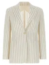 Max Mara Striped Blazer With Front Pockets And Lapels In White