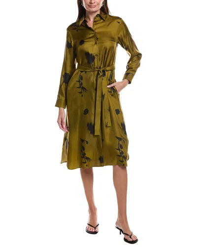 Max Mara Jadi Silk Midi Dress In Green