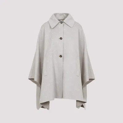Max Mara Jago Cape Logo Lunga In Albino Cammello