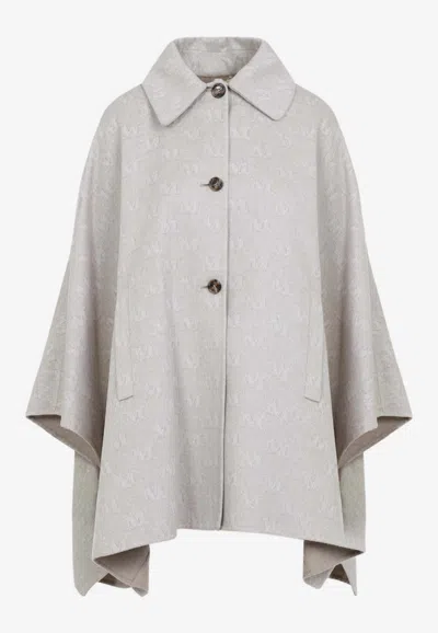 Max Mara Jago Logo Long Cape Coat In Gray