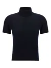 Max Mara Short-sleeved Wool Turtleneck Top In Black