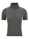 Max Mara Janagy Ribbed High-neck Sweater In Gray