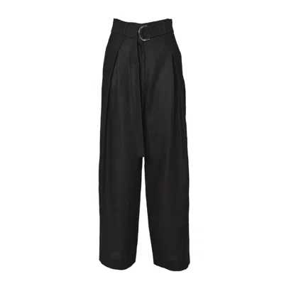 Max Mara Jane Wide Trousers In Black Linen