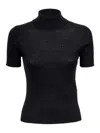 Max Mara Virgin Wool Short-sleeve Sweater In Black