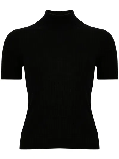 Max Mara Afa Knitted Virgin Wool Top In Burgundy