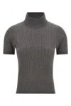 Max Mara Janagy Ribbed High-neck Sweater In Gray