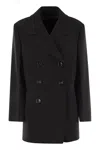 Max Mara Double-breasted Virgin Wool Coat With Tailored Fit In Black