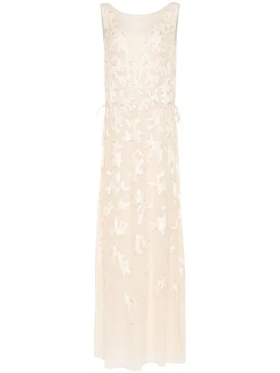 Max Mara Jazz Sequin-embellished Maxi Dress In Neutrals
