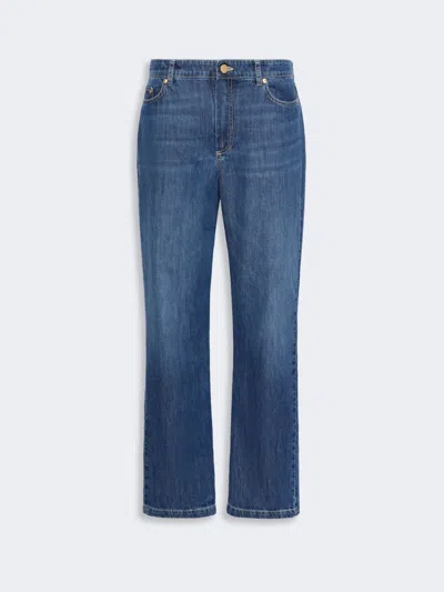 Max Mara Jean Coupe Slim En Denim De Coton In Blue