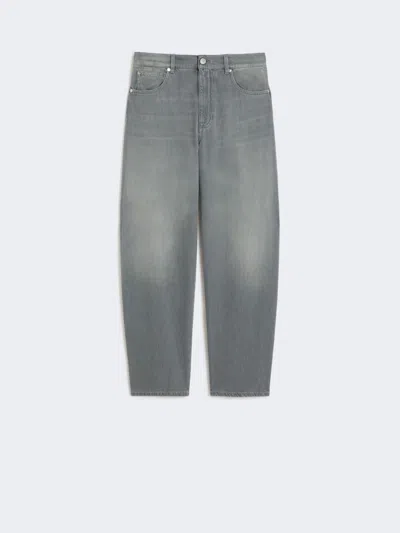 Max Mara Jeans Barrel Leg In Denim In Gray