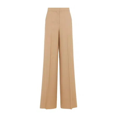 Max Mara Honey Brown Virgin Wool Senna Pants In Beige