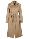 Max Mara Belted Long-sleeved Coat In Marrone