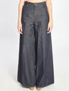 Max Mara Wide-leg Denim Trousers With Five Pockets In Gray