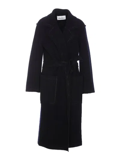 Max Mara Jene Long Coat In Blue
