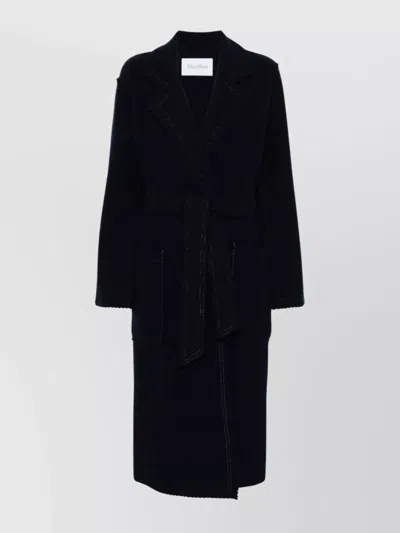 Max Mara Jene Mid-length Coat Belted Waist In Black