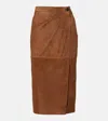 Max Mara Jerez Gathered Suede Pencil Skirt In Brown