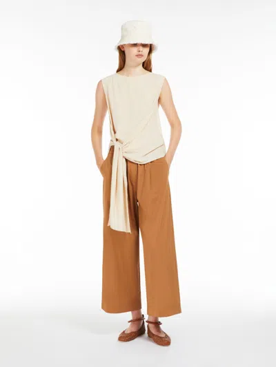 Max Mara Jersey And Crepe Top In Beige