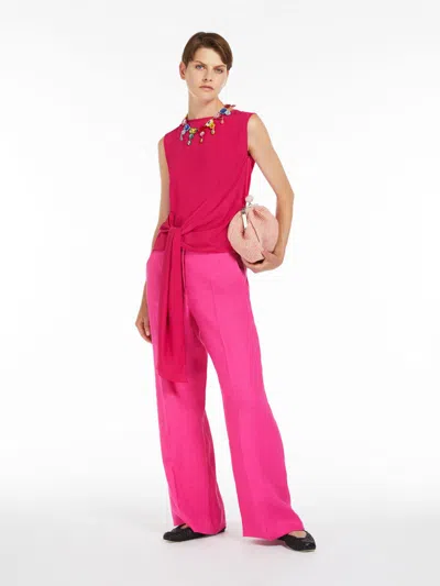 Max Mara Jersey And Crepe Top In Pink
