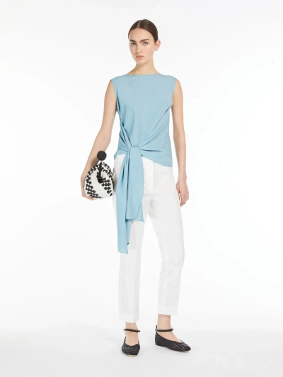 Max Mara Jersey And Crepe Top In Blue
