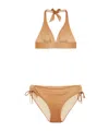 Max Mara Jersey And Lurex Bikini In Golden