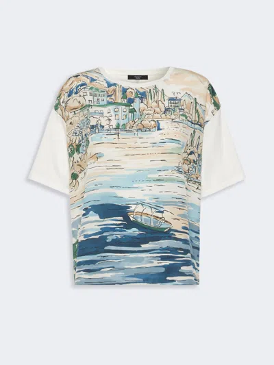 Max Mara Jersey And Printed Silk T-shirt In Multi