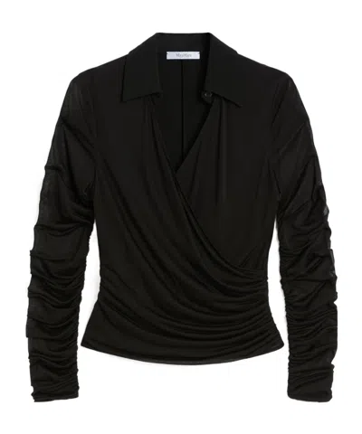 Max Mara Jersey And Tulle Blouse In Black