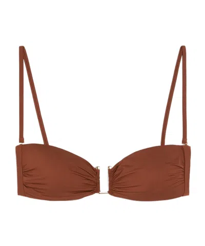 Max Mara Jersey Bandeau Bikini Top In Brown