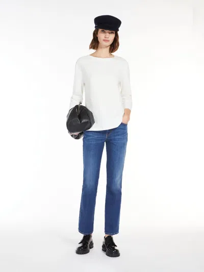Max Mara Jersey Boat-neck T-shirt In White