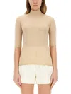 Max Mara Turtleneck Top Elbow-length Sleeves In Neutral