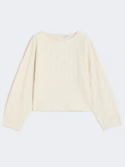 Max Mara Jersey Crew-neck Blouse In White