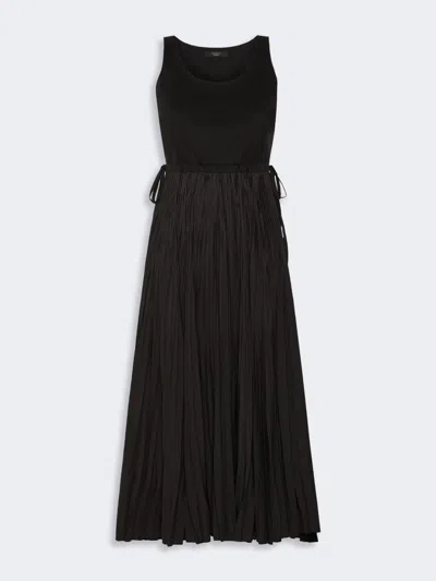 Max Mara Jersey Dress With A Plissé-pleated Skirt In Black