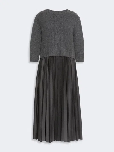 Max Mara Jersey Dress With A Wool Top In Dark Grey
