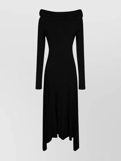 MAX MARA JERSEY DRESS WITH ASYMMETRICAL HEM AND OFF-SHOULDER NECKLINE