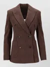 Max Mara Double Breasted Check Pattern Jersey Jacket In Brown