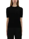 Max Mara Slim Fit Crew Neck Short Sleeve Top In Black