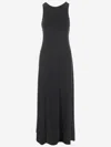 Max Mara Crew Neck Sleeveless Dress With Floor-length Hem In Nero